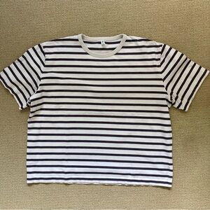 KOTN Heavyweight Box Crew Striped Crew Neck T Shirt Large